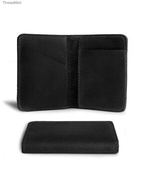 Full Grain Leather Bifold Wallet Slim Front Pocket Minimalist Card Holder